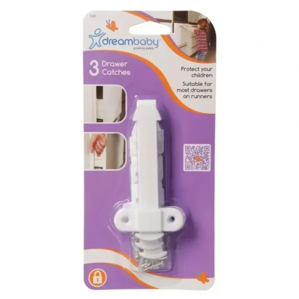 3pc dreambaby Baby/Childrens Safety Top/Bottom Drawer Catches/Locks/Latches 9cm - cutbabycare.com | baby boutique & care hub