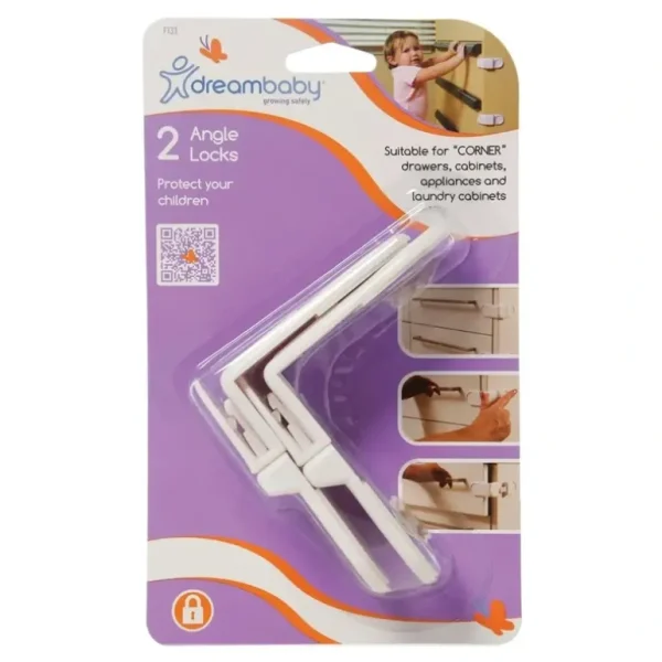 2pc dreambaby Baby/Toddler Safety/Protection Cabinet/Drawer Angle Lock/Latch WHT - cutbabycare.com | baby boutique & care hub