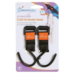 2pc dreambaby Ezy-Fit Hooks Hanger Organiser Attachment For Stroller/Pram Black - cutbabycare.com | baby boutique & care hub