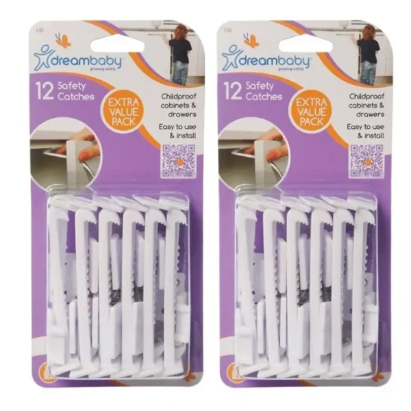24pc dreambaby Self-Locking Cabinet/Drawer Baby/Children Safety Catches White - cutbabycare.com | baby boutique & care hub