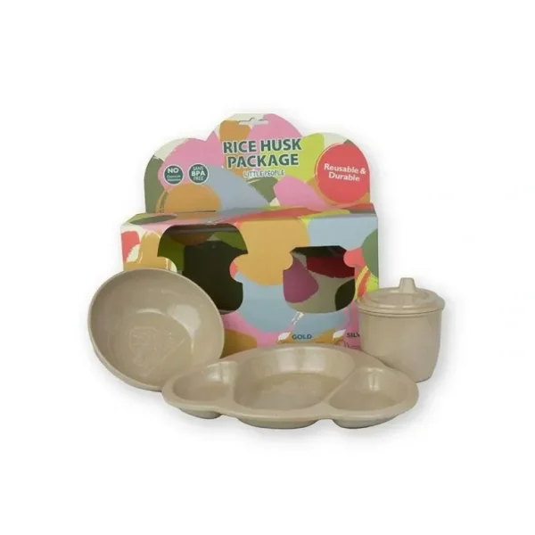 3pc EcoSouLife Reusable Rice Husk Baby/Infant Bowl/Plate/Cup Feeding Utensils - cutbabycare.com | baby boutique & care hub