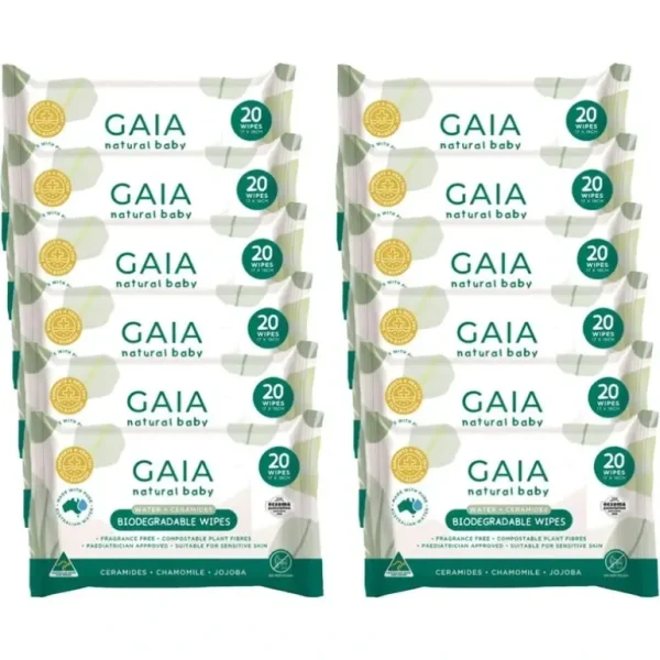 240pc Gaia Natural Baby Biodegradable Unscented Water + Ceramides Wipes - cutbabycare.com | baby boutique & care hub