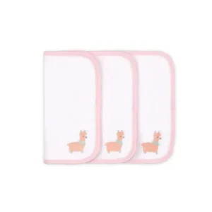 3pc Little Haven Baby/Infant Cotton Washcloths/Bath Towels Llama 25cm White - cutbabycare.com | baby boutique & care hub