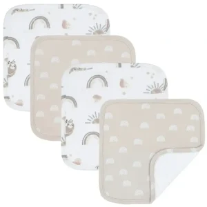 4pc Living Textiles Baby/Infant Children's Cotton Wash Cloths Sloth/Rainbow - cutbabycare.com | baby boutique & care hub
