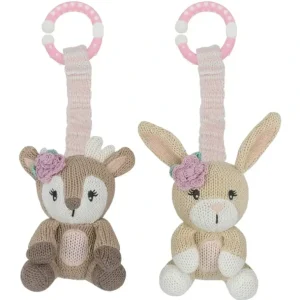 2pc Living Textiles Baby/Newborn Cotton Knitted Stroller Toys Fawn & Bunny - cutbabycare.com | baby boutique & care hub
