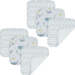 6pc Living Textiles Cotton Muslin Baby/Infant Bathroom Wash Cloths Whale Themed - cutbabycare.com | baby boutique & care hub