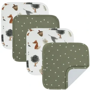 4pc Living Textiles Infant/Baby Cotton Wash Cloths Forest Retreat/Olive Dots - cutbabycare.com | baby boutique & care hub