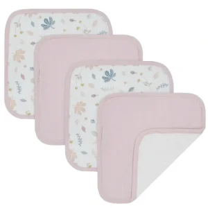 4pc Living Textiles Organic Cotton Muslin Baby Wash Cloths Botanical/Blush - cutbabycare.com | baby boutique & care hub