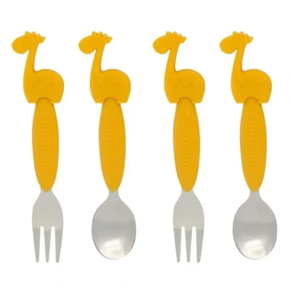 4pc Marcus & Marcus Silicone Children's Cutlery Dinner/Eating Set Lola YEL 3yrs+ - cutbabycare.com | baby boutique & care hub