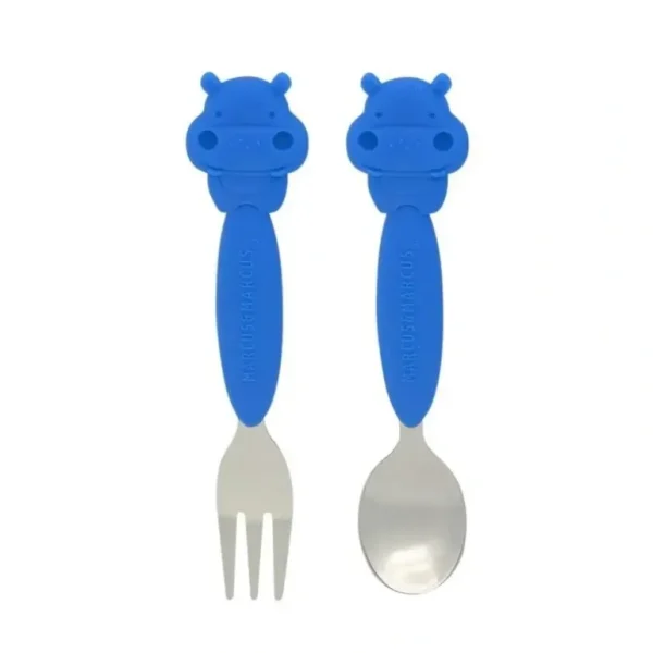 2pc Marcus & Marcus Silicone Children's Cutlery Dinner/Eating Set Lucas Blue 3y+ - cutbabycare.com | baby boutique & care hub