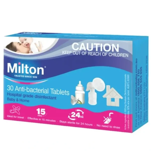 30pc Milton Anti-Bacterial Disinfectant Baby Bottle Cleaning/Sterilising Tablets - cutbabycare.com | baby boutique & care hub
