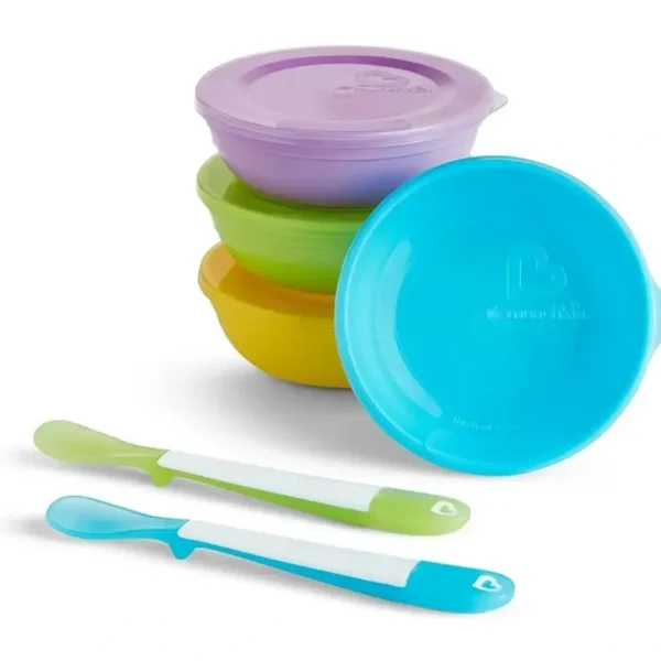 10pc Munchkin Baby Feeding Love-A-Bowls Cutlery Soft Grip Spoon Set w/Lids 4m+ - cutbabycare.com | baby boutique & care hub
