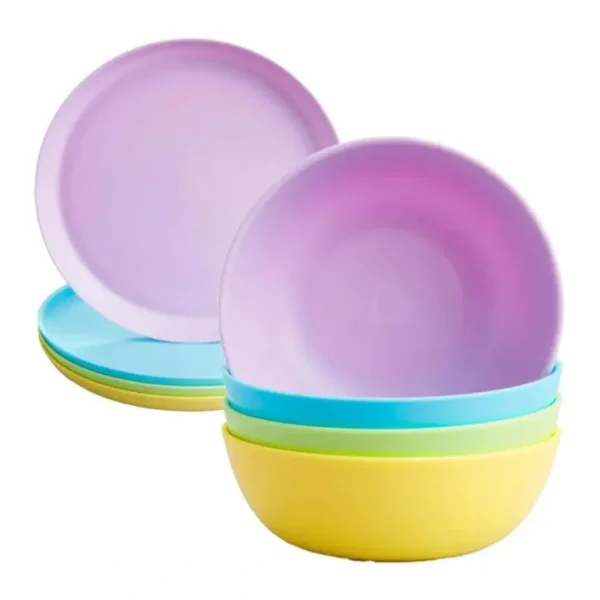 8PC Munchkin BPA-Free Plastic Multi Colourful Assorted Bowl & Plate Set 6M+ - cutbabycare.com | baby boutique & care hub