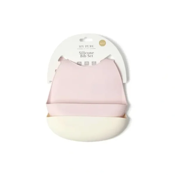 2pc My Pure Silicone Baby/Toddler Feeding Bib Set - Blush and Pannacotta 4M+ - cutbabycare.com | baby boutique & care hub