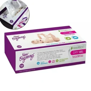100pc New Beginnings 20x19cm Bamboo Dry Baby Wipes Travel Fragrance Free Tissue - cutbabycare.com | baby boutique & care hub