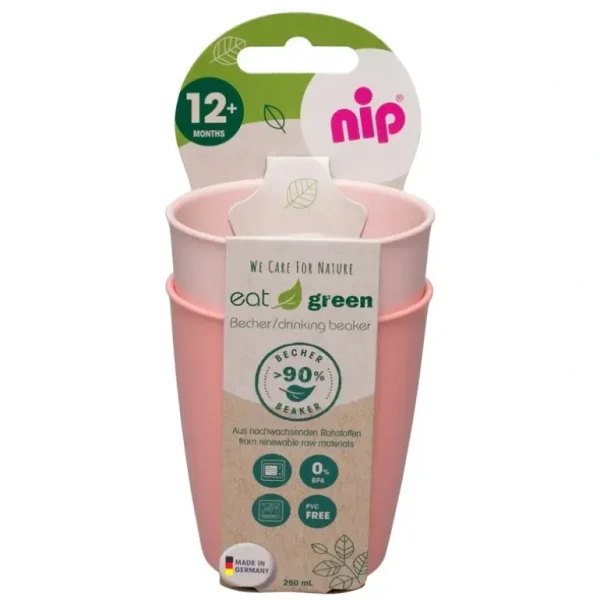2pc Nip Baby/Infant/Toddler Eat Green BPA/PVC Free Drinking Beaker Cup Pink 12m+ - cutbabycare.com | baby boutique & care hub