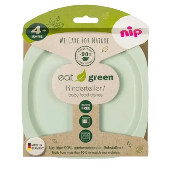 2pc Nip Eat Green Kinderteller BPA Free Infant/Baby Food Plate/Dish Green 4m+ - cutbabycare.com | baby boutique & care hub