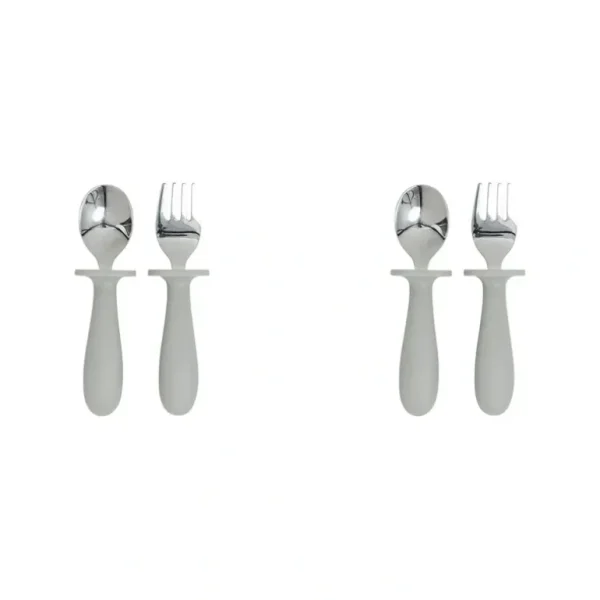 4pc Splosh Baby Elephant Stainless Steel Silicone Cutlery Set Spoon/Fork Grey 0+ - cutbabycare.com | baby boutique & care hub