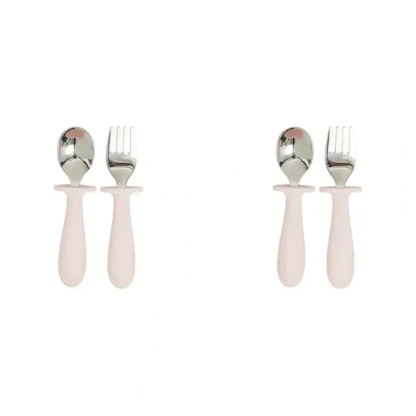 4pc Splosh Baby Giraffe Stainless Steel Silicone Cutlery Set Spoon/Fork Pink 0+ - cutbabycare.com | baby boutique & care hub