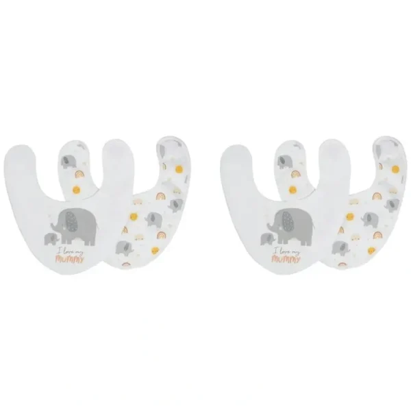 4pc Splosh Baby/Infant Elephant Cotton Feeding Bib Terry Absorbent 22x30cm Grey - cutbabycare.com | baby boutique & care hub