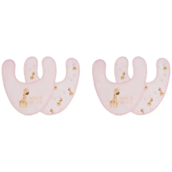 4pc Splosh Baby/Infant Giraffe Cotton Feeding Bib Terry Absorbent 22x30cm Pink - cutbabycare.com | baby boutique & care hub