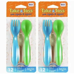 24pc The First years Take & Toss Flatware Forks & Spoon Kids/Toddler Set 9m+ - cutbabycare.com | baby boutique & care hub