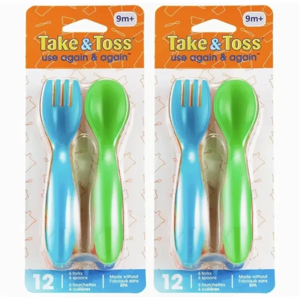 24pc The First years Take & Toss Flatware Forks & Spoon Kids/Toddler Set 9m+ - cutbabycare.com | baby boutique & care hub