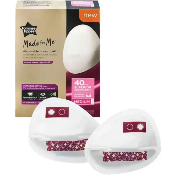 40pc Tommee Tippee Made For Me Disposable Leak Proof Breast Pads Daily Medium - cutbabycare.com | baby boutique & care hub
