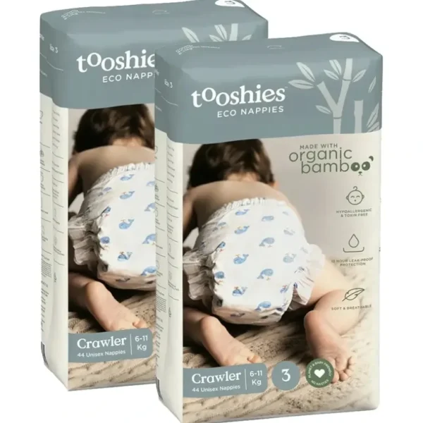 88pc Tooshies Eco Organic Bamboo Unisex 6-11kg Nappies Crawler Size 3 Diapers - cutbabycare.com | baby boutique & care hub