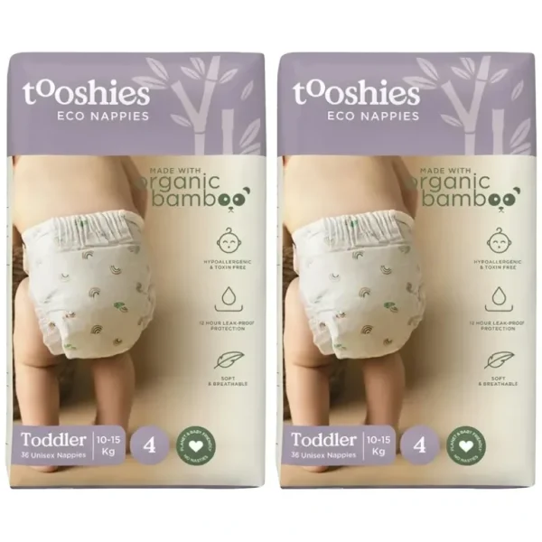 72pc Tooshies Organic Bamboo Toddler Unisex Soft Nappies Diapers 10-13kg Size 4 - cutbabycare.com | baby boutique & care hub