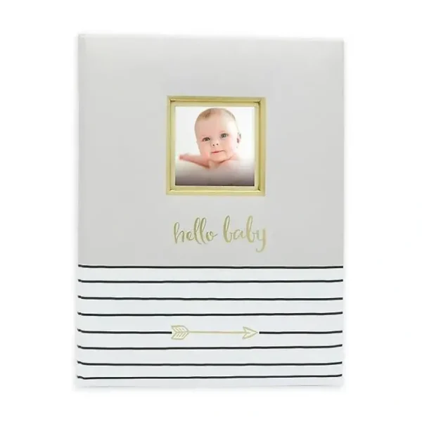 New Pearhead Baby 1st Year Memory Book Hello Baby Grey and Gold - cutbabycare.com | baby boutique & care hub Bath Potty