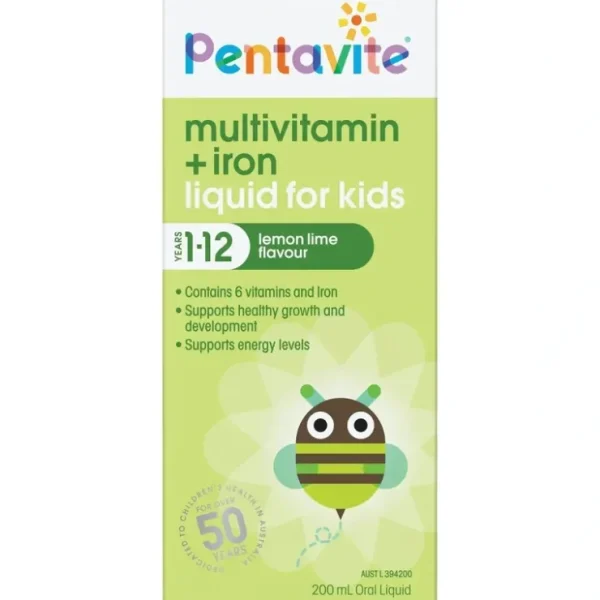 Discount Pentavite Multivitamin + Iron Liquid for Kids 200mL - cutbabycare.com | baby boutique & care hub Health Safety