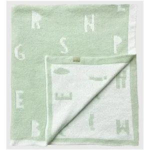 Shop Piccolo Bambino - Feather Chenille Blanket Stroller Blanket On Wooden Hanger Green - cutbabycare.com | baby boutique & care hub Stroller