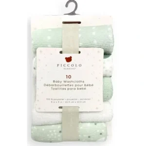 Piccolo Bambino - 10Pk Washcloth Set Green - cutbabycare.com | baby boutique & care hub