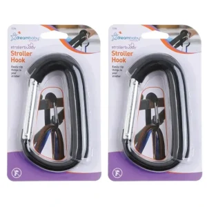 2PK dreambaby Carry Clip Hook Carabiner For Stroller/Pram Shopping Trolley Black - cutbabycare.com | baby boutique & care hub