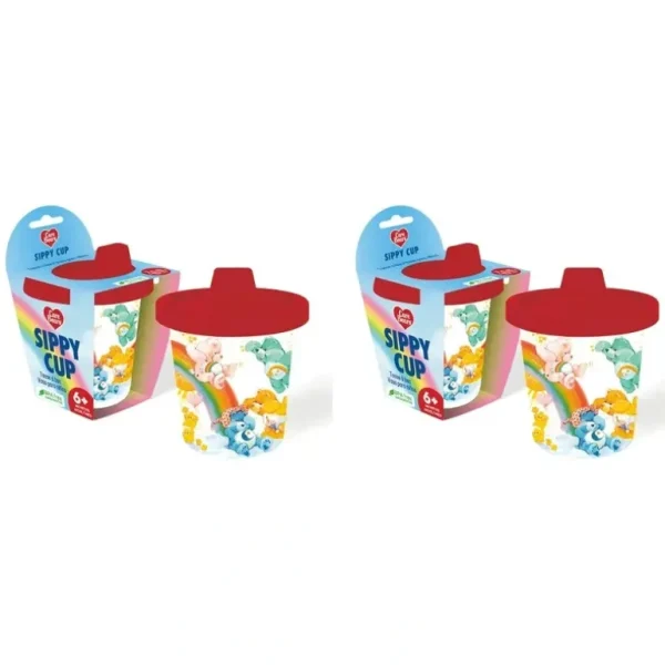 2PK Gamago Care Bears 207ml Sippy Cup Baby/Toddler Water/Milk Drinkware Mug 6m+ - cutbabycare.com | baby boutique & care hub