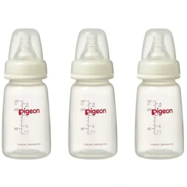 3PK PIGEON 120ml Baby Feeding Bottle w/Slim Neck S Silicone Teat Round Hole 0-3m - cutbabycare.com | baby boutique & care hub