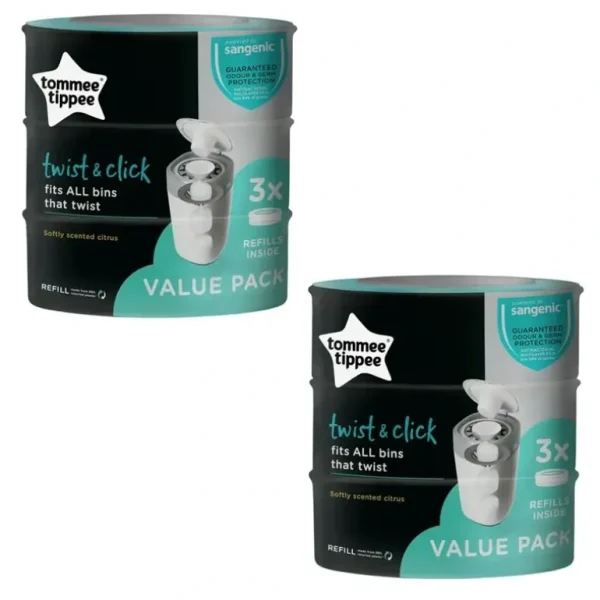 6PK Tommee Tippee Twist & Click Refill Pack Nappy Disposal Refills f/ Twist Bins - cutbabycare.com | baby boutique & care hub