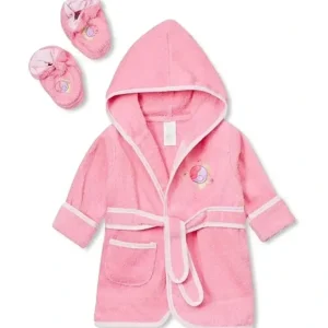 New Spasilk - 100% Cotton Hooded Terry Bathrobe with Booties Baby One Size Gifts, Pink Fish - cutbabycare.com | baby boutique & care hub Bath Potty