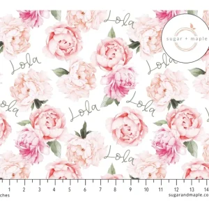 Flash Sale Sugar + Maple Personalized Plush Minky Fleece Personalized Blanket | Peach Peony Blooms - cutbabycare.com | baby boutique & care hub Stroller