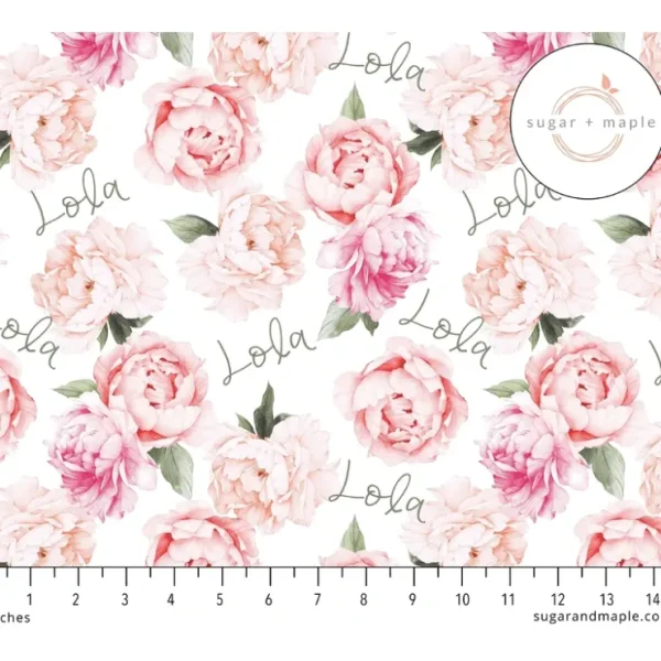 Flash Sale Sugar + Maple Personalized Plush Minky Fleece Personalized Blanket | Peach Peony Blooms - cutbabycare.com | baby boutique & care hub Stroller