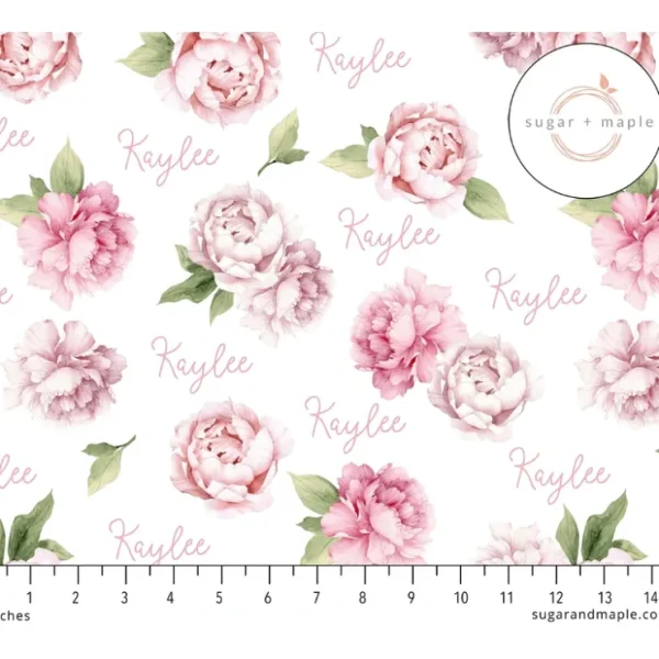 Cheap Sugar + Maple Personalized Plush Minky Fleece Personalized Blanket | Pink Peonies Blooms - cutbabycare.com | baby boutique & care hub Stroller
