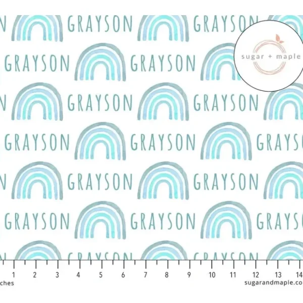 Flash Sale Sugar + Maple Personalized Plush Minky Fleece Personalized Blanket | Rainbow Blue - cutbabycare.com | baby boutique & care hub Stroller