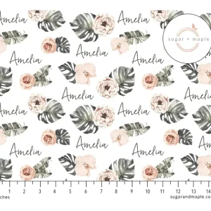 Outlet Sugar + Maple Personalized Plush Minky Fleece Personalized Blanket | Tropical Floral - cutbabycare.com | baby boutique & care hub Stroller