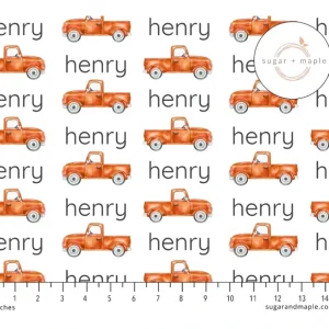 Shop Sugar + Maple Personalized Plush Minky Fleece Personalized Blanket | Truck Orange - cutbabycare.com | baby boutique & care hub Stroller
