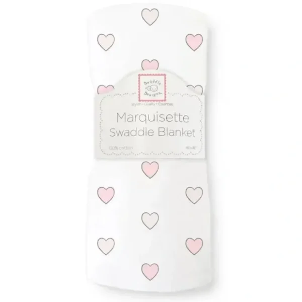 New Swaddle Designs - Marquisette Swaddle Blanket Aimee, Pink Hearts - cutbabycare.com | baby boutique & care hub Stroller