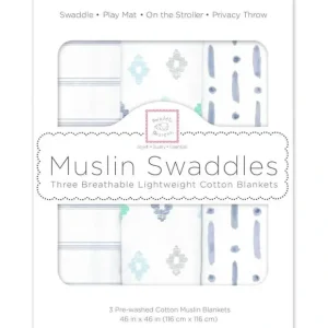 Online Swaddle Designs - 3Pk Muslin Swaddle Blankets, Indigo Denim - cutbabycare.com | baby boutique & care hub Stroller