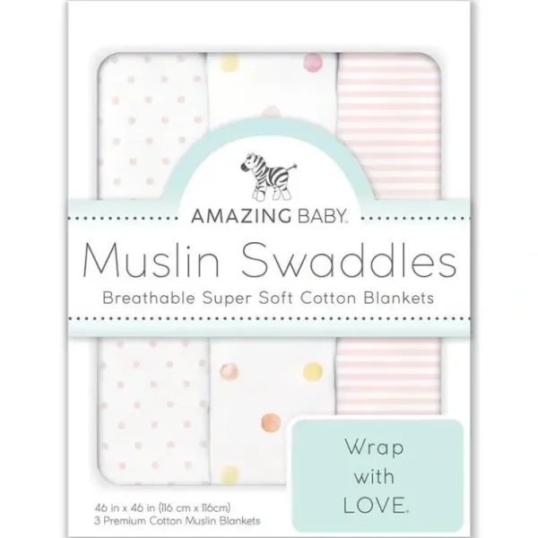 Cheap Swaddle Designs - 3Pk Muslin Swaddle Blankets, Pink Party - cutbabycare.com | baby boutique & care hub Stroller