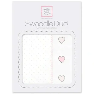 Shop Swaddle Designs - 2Pk Swaddleduo, Pastel Pink Polka Dots + Hearts - cutbabycare.com | baby boutique & care hub Stroller