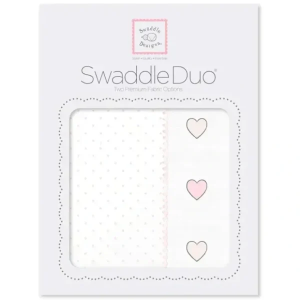 Shop Swaddle Designs - 2Pk Swaddleduo, Pastel Pink Polka Dots + Hearts - cutbabycare.com | baby boutique & care hub Stroller